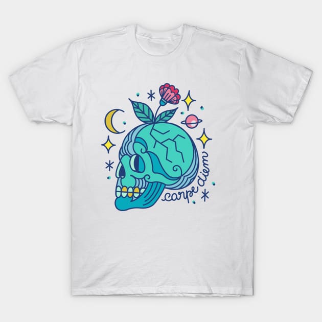 Carpe diem skull T-Shirt by Paolavk